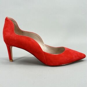 Boden Shoes Size 6.5 Light Red Suede Scallop Kitten Heel Pointed Dress Pumps